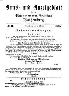 Amts- und Anzeigenblatt für die Stadt und das Königl. Bezirksamt Rothenburg Samstag 6. Februar 1869