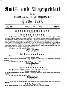 Amts- und Anzeigenblatt für die Stadt und das Königl. Bezirksamt Rothenburg Samstag 13. März 1869