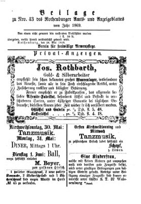 Amts- und Anzeigenblatt für die Stadt und das Königl. Bezirksamt Rothenburg Samstag 29. Mai 1869