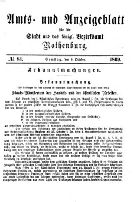 Amts- und Anzeigenblatt für die Stadt und das Königl. Bezirksamt Rothenburg Samstag 9. Oktober 1869