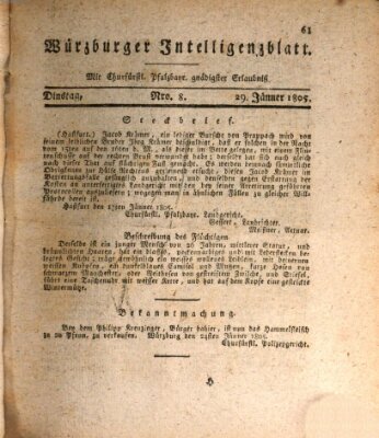 Würzburger Intelligenzblatt Dienstag 29. Januar 1805