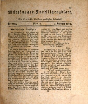 Würzburger Intelligenzblatt Freitag 1. Februar 1805