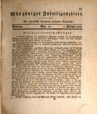 Würzburger Intelligenzblatt Dienstag 5. Februar 1805