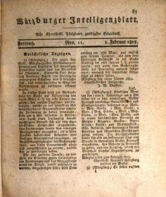 Würzburger Intelligenzblatt Freitag 8. Februar 1805