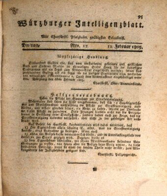 Würzburger Intelligenzblatt Dienstag 12. Februar 1805