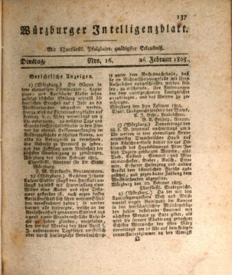 Würzburger Intelligenzblatt Dienstag 26. Februar 1805