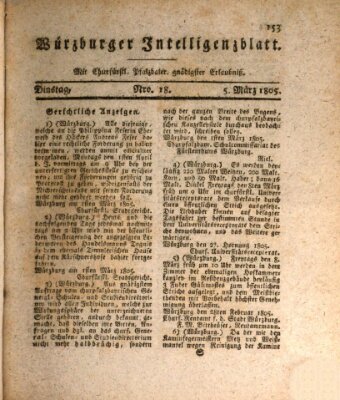 Würzburger Intelligenzblatt Dienstag 5. März 1805