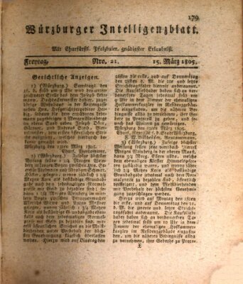 Würzburger Intelligenzblatt Freitag 15. März 1805