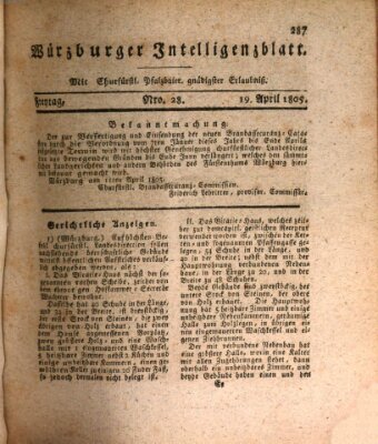 Würzburger Intelligenzblatt Freitag 19. April 1805