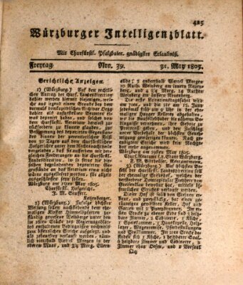 Würzburger Intelligenzblatt Freitag 31. Mai 1805