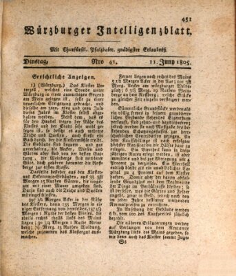 Würzburger Intelligenzblatt Dienstag 11. Juni 1805