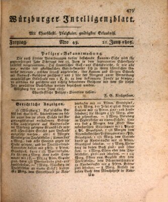 Würzburger Intelligenzblatt Freitag 21. Juni 1805