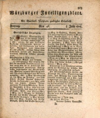 Würzburger Intelligenzblatt Freitag 5. Juli 1805