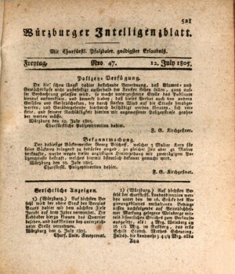 Würzburger Intelligenzblatt Freitag 12. Juli 1805