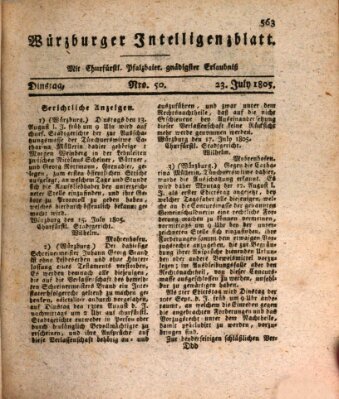 Würzburger Intelligenzblatt Dienstag 23. Juli 1805