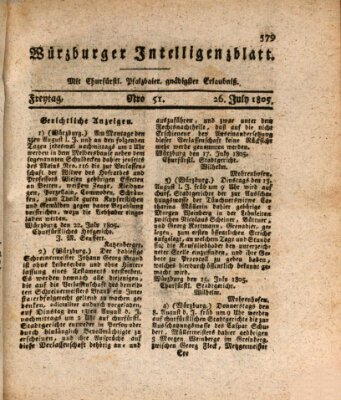 Würzburger Intelligenzblatt Freitag 26. Juli 1805