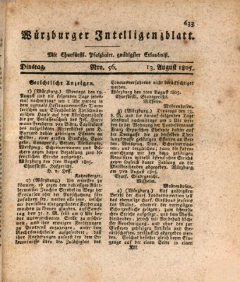 Würzburger Intelligenzblatt Dienstag 13. August 1805