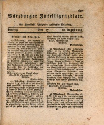 Würzburger Intelligenzblatt Dienstag 20. August 1805