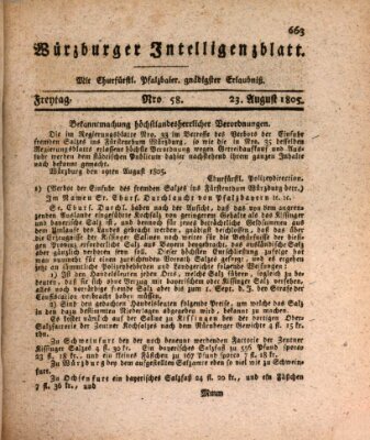 Würzburger Intelligenzblatt Freitag 23. August 1805