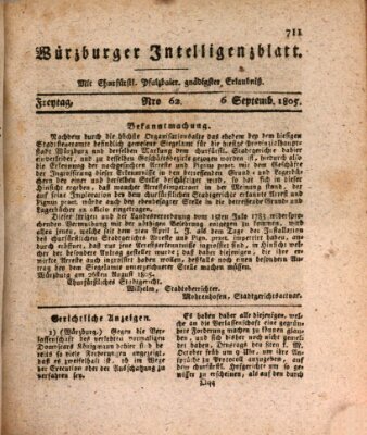 Würzburger Intelligenzblatt Freitag 6. September 1805