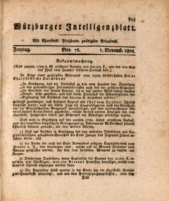 Würzburger Intelligenzblatt Freitag 1. November 1805