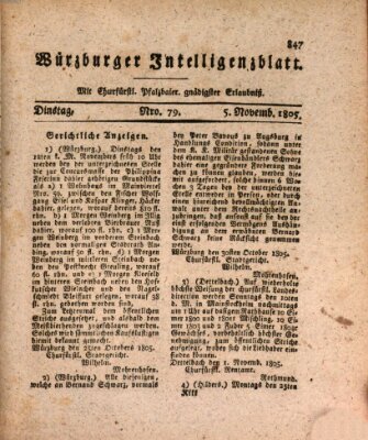 Würzburger Intelligenzblatt Dienstag 5. November 1805