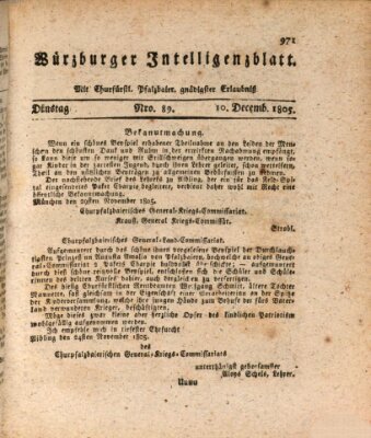 Würzburger Intelligenzblatt Dienstag 10. Dezember 1805