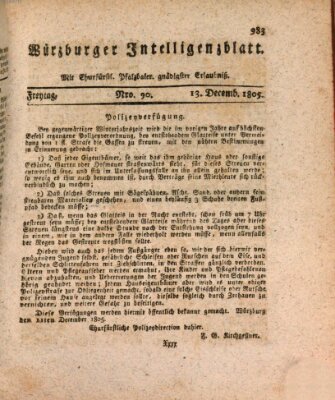 Würzburger Intelligenzblatt Freitag 13. Dezember 1805