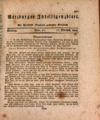 Würzburger Intelligenzblatt Dienstag 17. Dezember 1805