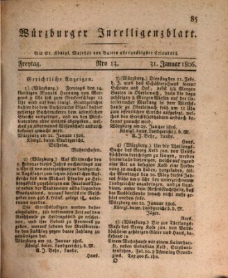 Würzburger Intelligenzblatt Freitag 31. Januar 1806