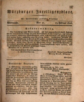 Würzburger Intelligenzblatt Mittwoch 19. Februar 1806