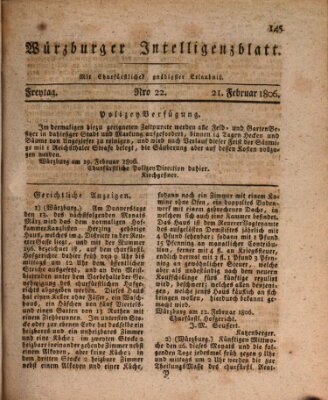 Würzburger Intelligenzblatt Freitag 21. Februar 1806