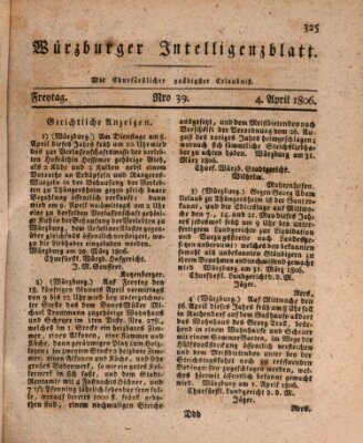 Würzburger Intelligenzblatt Freitag 4. April 1806