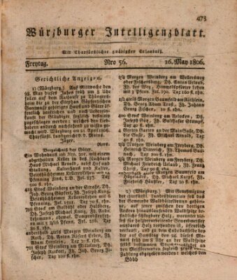 Würzburger Intelligenzblatt Freitag 16. Mai 1806