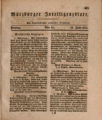 Würzburger Intelligenzblatt Freitag 18. Juli 1806
