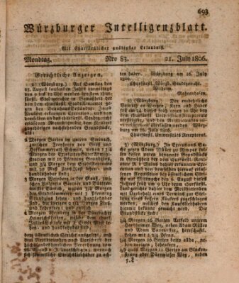 Würzburger Intelligenzblatt Montag 21. Juli 1806