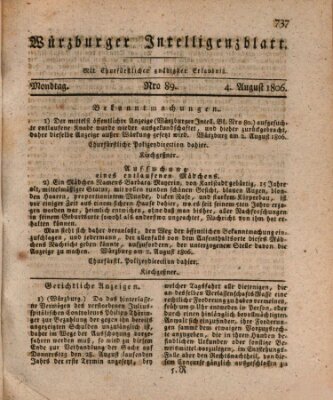 Würzburger Intelligenzblatt Montag 4. August 1806