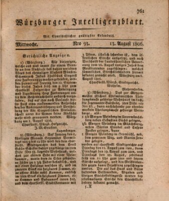 Würzburger Intelligenzblatt Mittwoch 13. August 1806