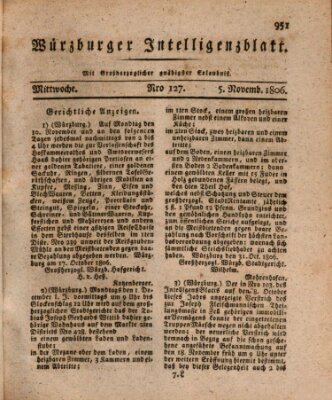 Würzburger Intelligenzblatt Mittwoch 5. November 1806