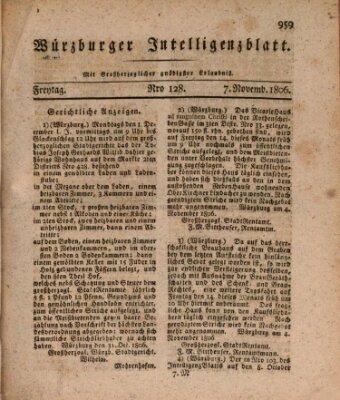 Würzburger Intelligenzblatt Freitag 7. November 1806