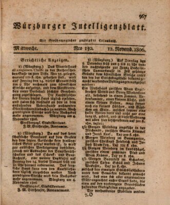Würzburger Intelligenzblatt Mittwoch 12. November 1806