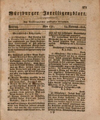 Würzburger Intelligenzblatt Freitag 14. November 1806