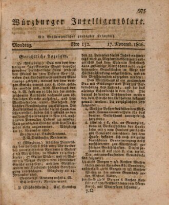 Würzburger Intelligenzblatt Montag 17. November 1806