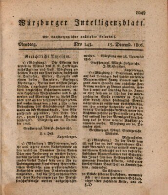 Würzburger Intelligenzblatt Montag 15. Dezember 1806