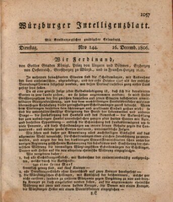 Würzburger Intelligenzblatt Dienstag 16. Dezember 1806