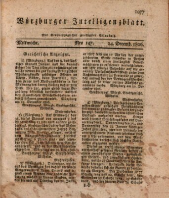 Würzburger Intelligenzblatt Mittwoch 24. Dezember 1806