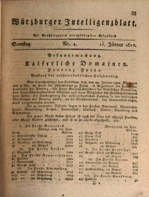 Würzburger Intelligenzblatt Samstag 13. Januar 1810