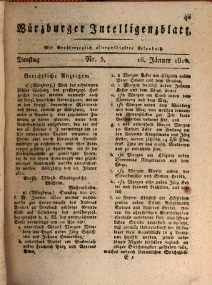 Würzburger Intelligenzblatt Dienstag 16. Januar 1810