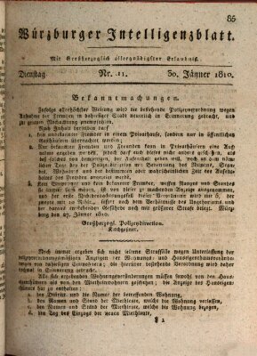 Würzburger Intelligenzblatt Dienstag 30. Januar 1810