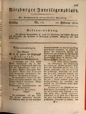 Würzburger Intelligenzblatt Samstag 10. Februar 1810